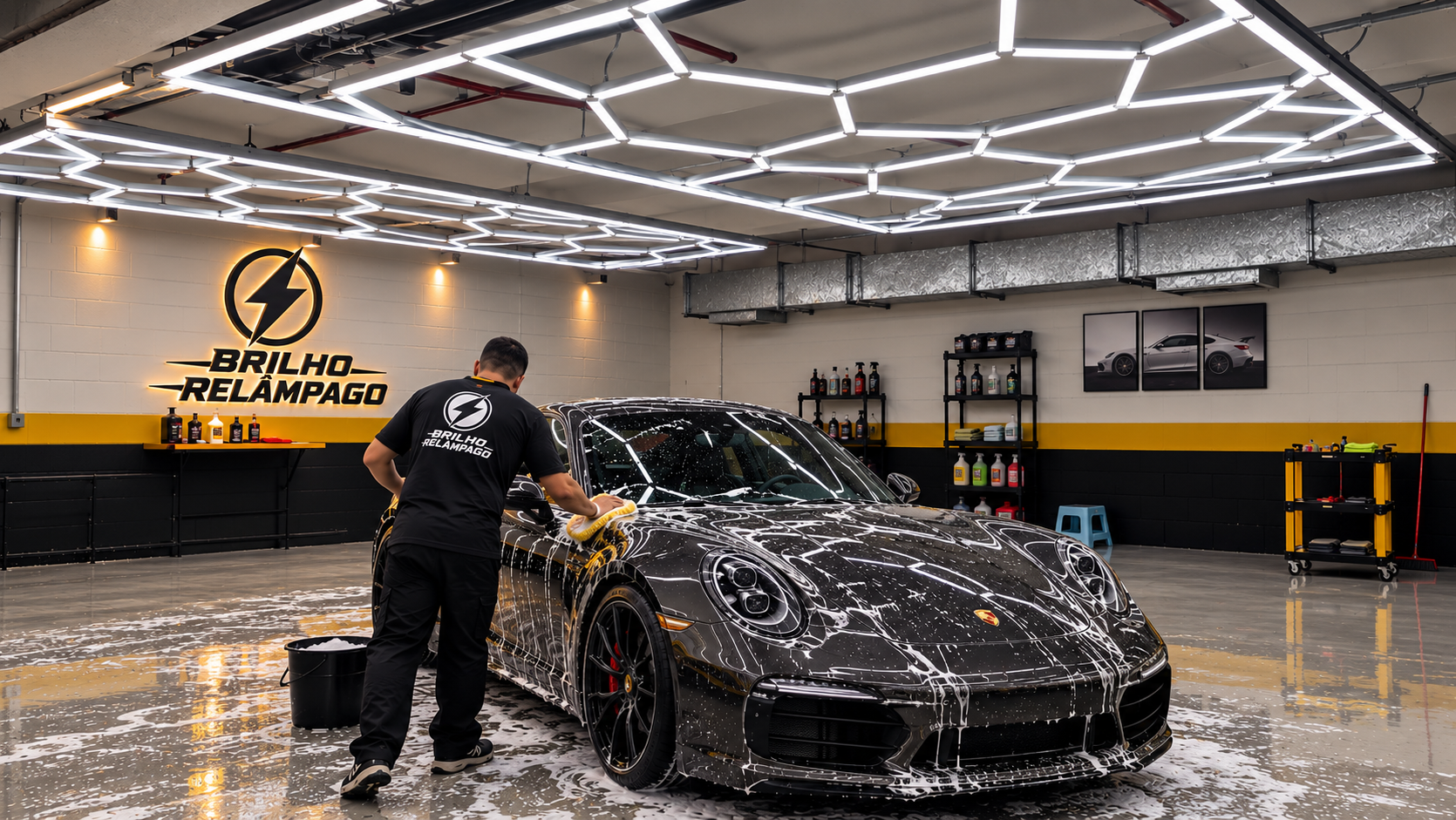 Carros no espaço da Brilho Relâmpago